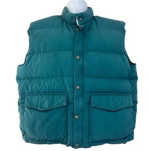 Cabela’s VTG 80s Goose Down Puffer Vest Mens L Quilted Zip Snap Close